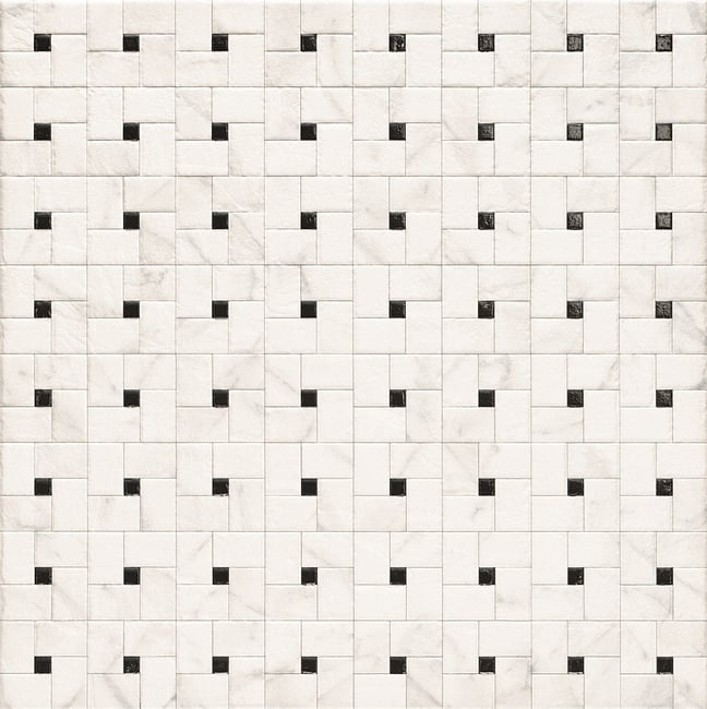 אריח קוביות לבן עם מרכז שחור 
דמוי פסיפס 
גודל 44*44 
פורצלן - מתאים לקיר ולרצפה 
לפי הזמנה מיוחדת - 6 שבועות 
