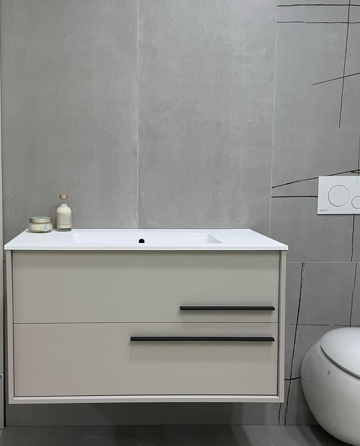 ארון 2 מגירות אפרפר ללא כיור.  
גודל: 45*100 
כיור תואם: L6176 B6176-1