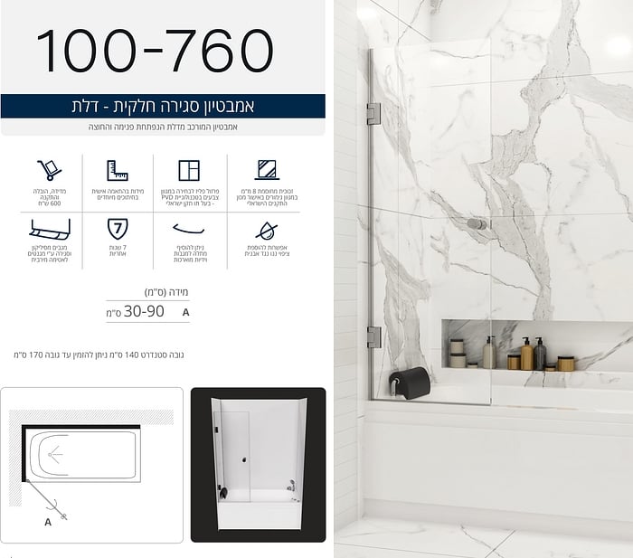 אמבטיון המורכב מדלת הנפתחת פנימה והחוצה.  
ניתן להזמין במגוון מידות ובצבעי פרזול שונים. 
