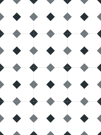 פורצלן דמוי משושה לבן עם ריבועים שחורים ואפורים. 
גודל: 20*20 
נגד החלקה R10