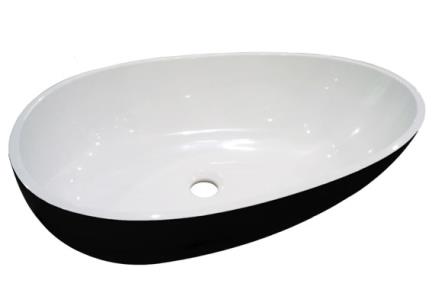  כיור רזינה לאמבטיה  L620GL9. כיור על ביצה, שחור מבריק 
אבן מלאכותית 
גודל: 40/62 

