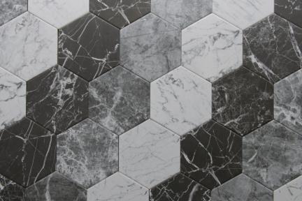 אריחי ריצוף וינטג' סדרת Hexagon 1011620. משושה דמי קררה שחור. 
גודל: 14*16.3
