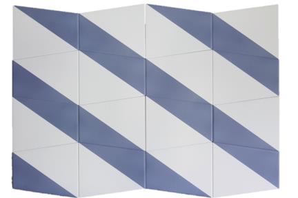 דגם 1011984. אריח פרמידה כחול-לבן לקיר. 
גודל: 12.5*15